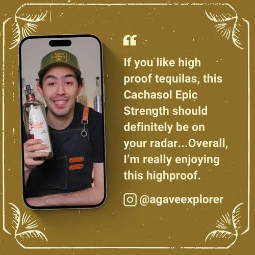 Agave Explorer Instagram tequila reviewer holding Cachasol bottle